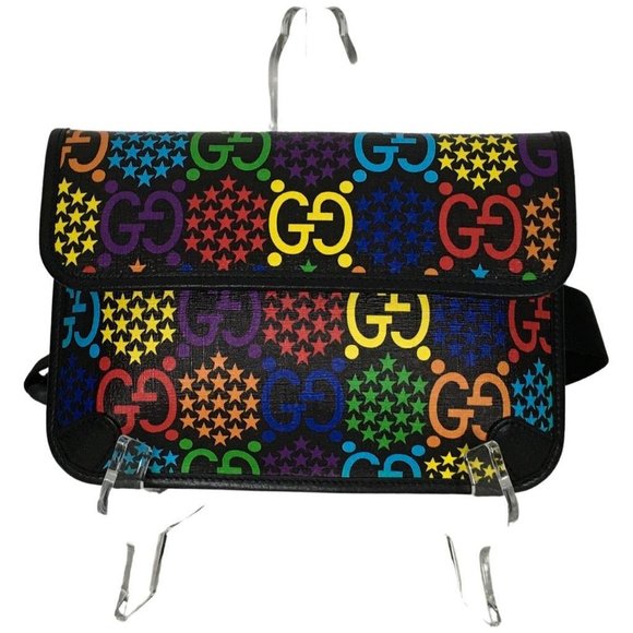 Gucci Other - Gucci Men's Monogram Print GG Guccissima Belt Bag Black Multi Sz Small DM24
